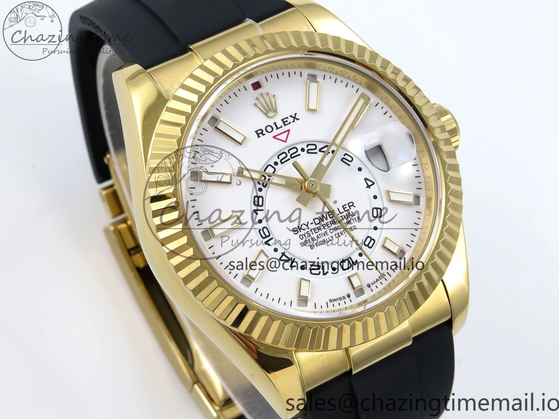 0701 Trendy Sky-Dweller 336238 YG ZF 1:1 Best Edition White Dial on Oysterflex Strap A23J (Gain Weight) 904